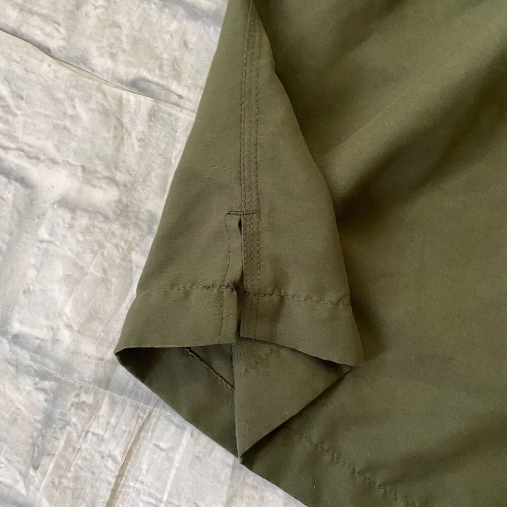 Puritan men XL pull on swim trunks w/elastic drawstring waist olive green